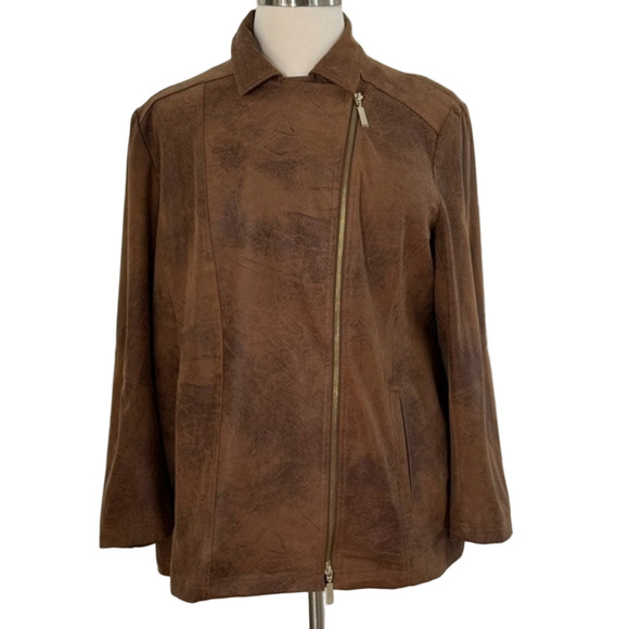 Chico's Jackets & Blazers - Chico's Brown “Leather” Women's Jacket Size 20 (Chico’s size 4)